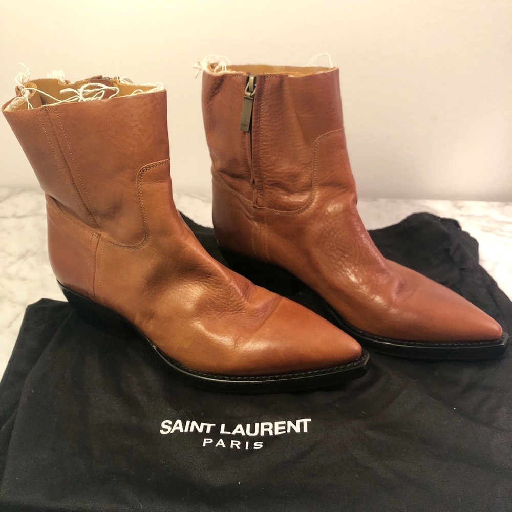 Saint Laurent Size 38.5 Brown Leather Boots